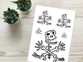 Skull & Crossbones (Set of 5 Kiss Cut Stickers)