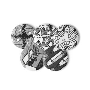 "Pixelton Collectible Pin Pack #1" by ELT!  -- Set of 5 pin buttons