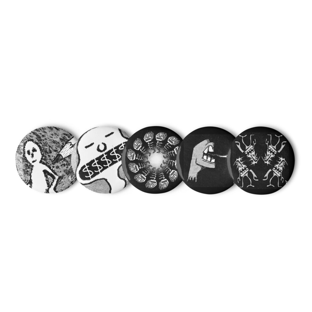 "Pixelton Pin Button Collection #3" by ELT! -- Set of pin 5 buttons