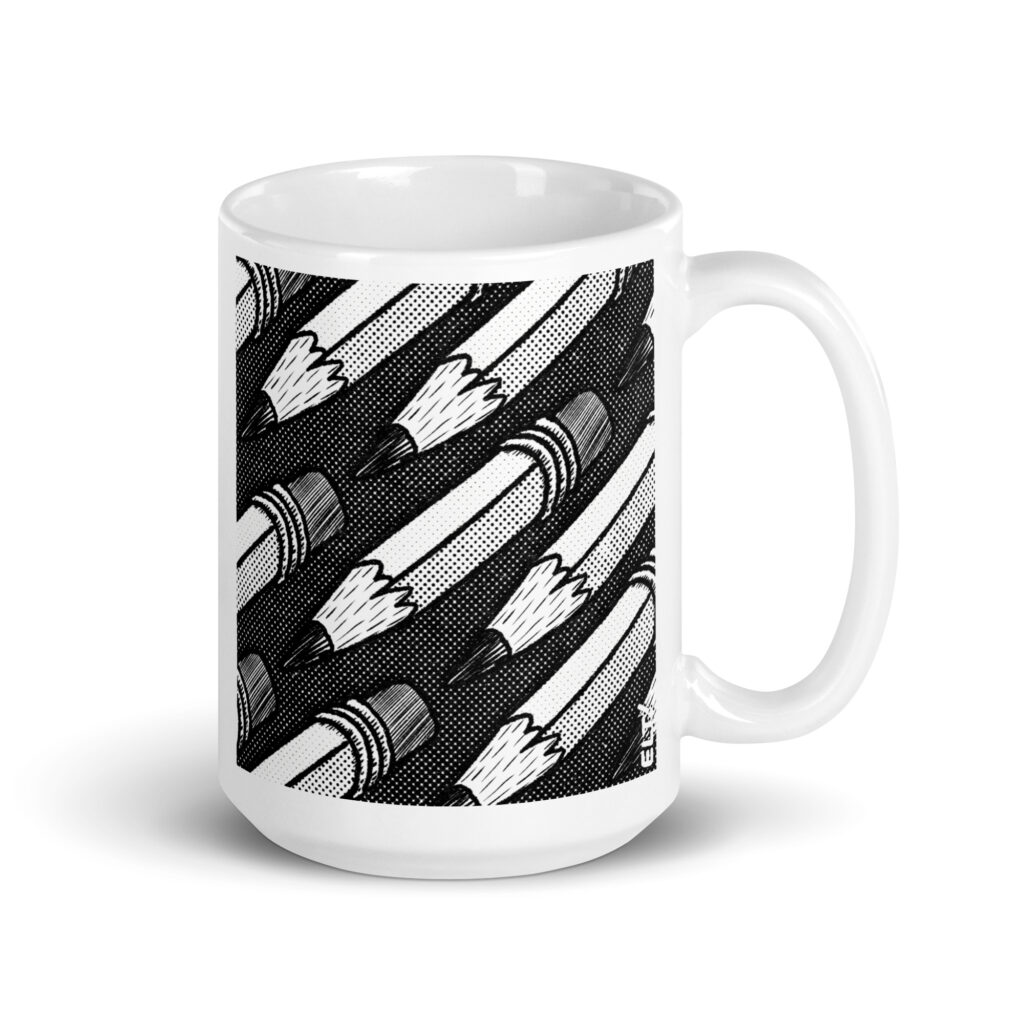 "Drawn Together" by ELT! -- White glossy mug