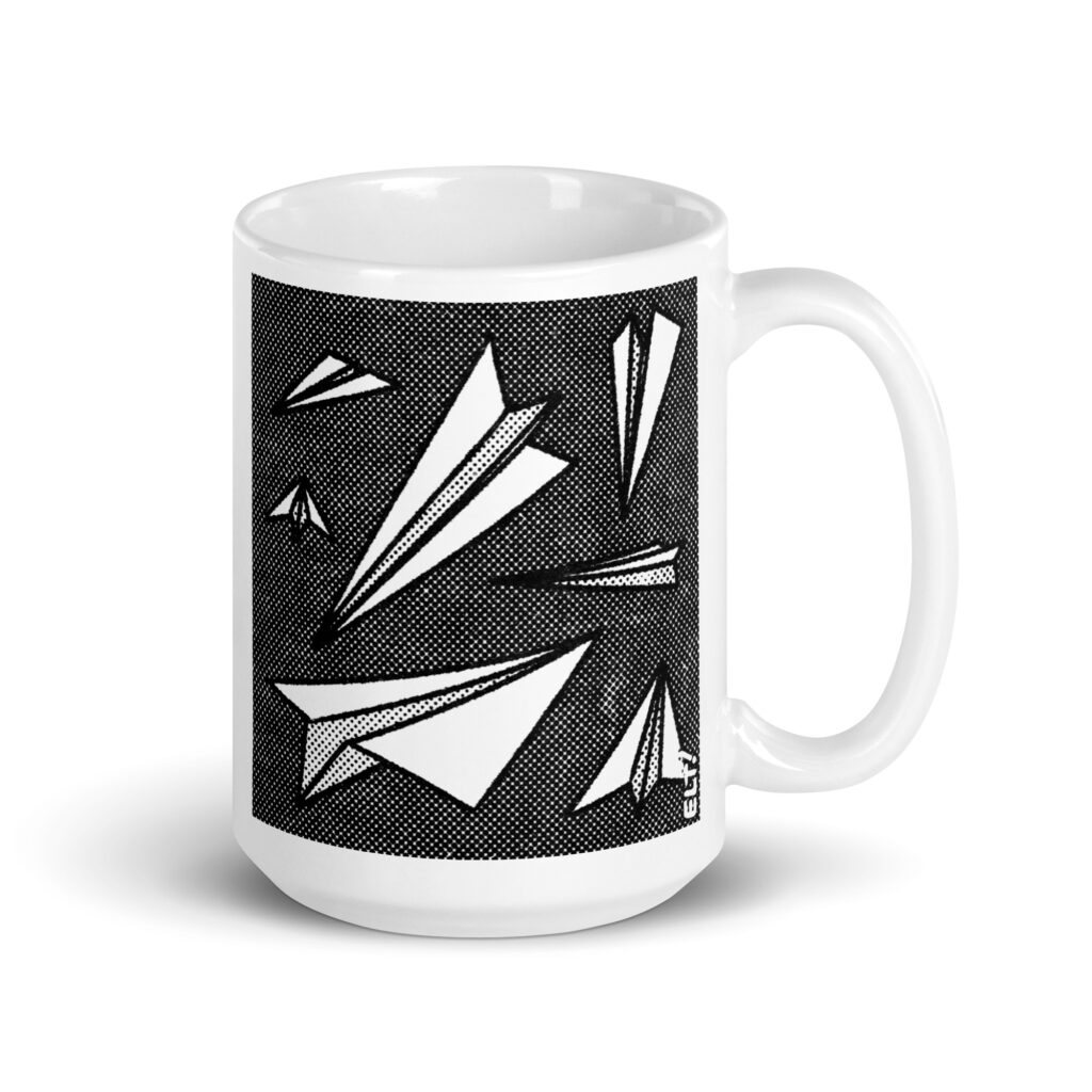 "Paper Planes" by ELT! -- White glossy mug
