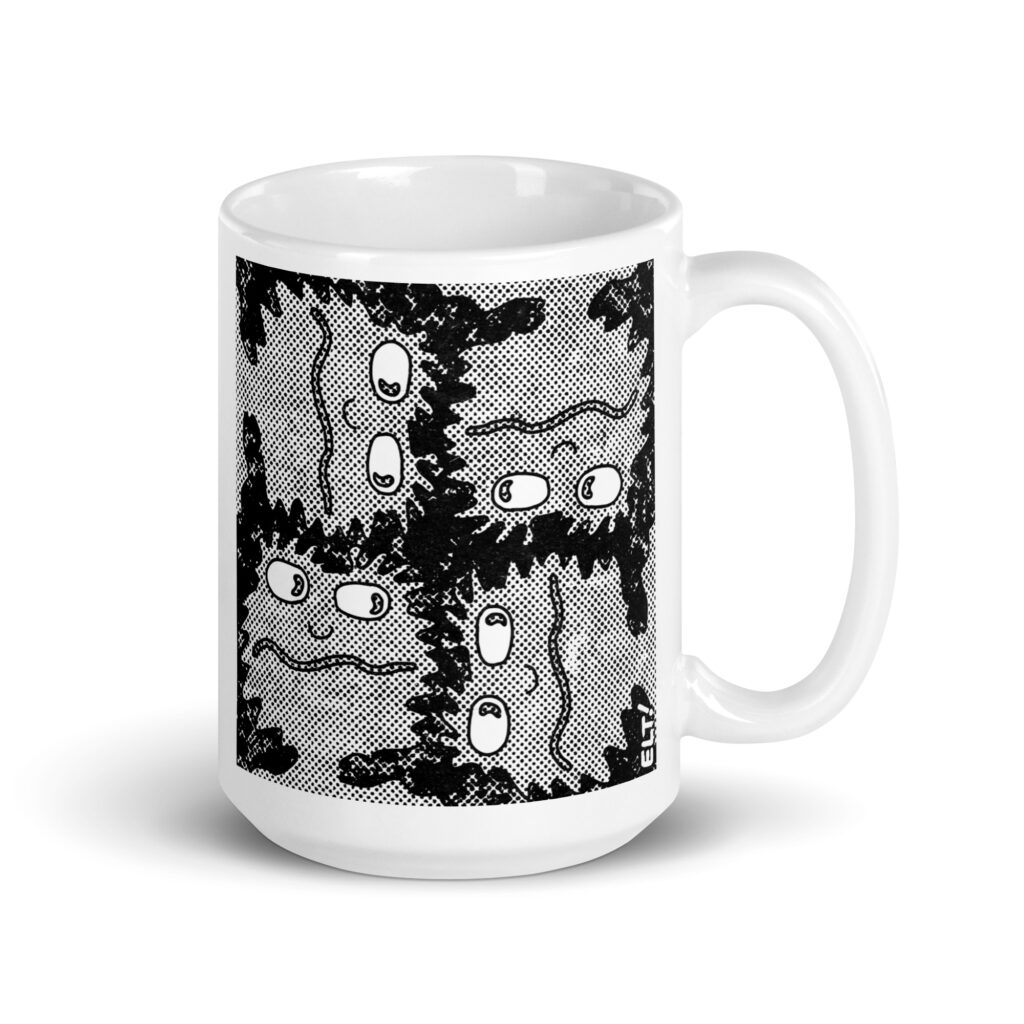 "Close Quarters" by ELT! -- White glossy mug